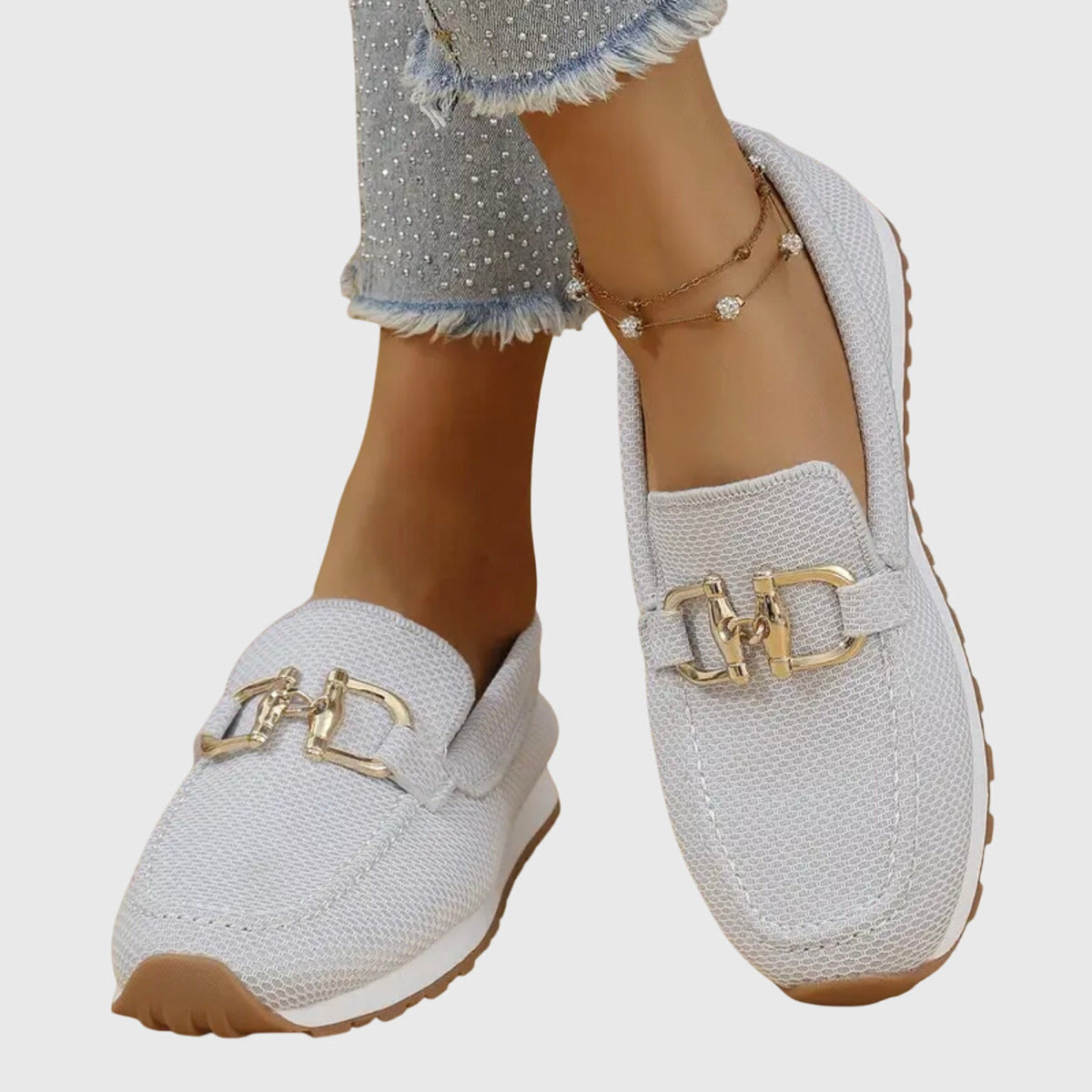Marina | Women's Slip-On Sneaker-Style Loafers with Gold-Tone Accent - authentic source photo 8