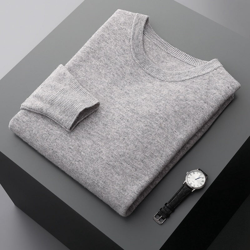 Ottavio | Men's Long-Sleeve Crew-Neck Knit Pullover – Light Grey