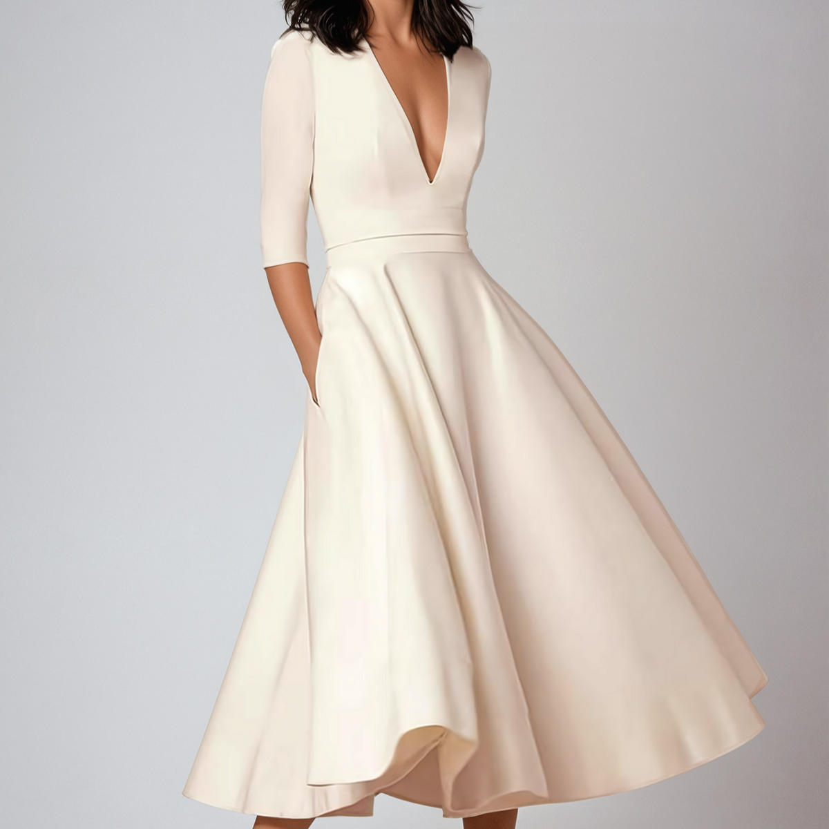 Rosalia | Women's Vintage 1960s A-Line Swing Dress – Beige
