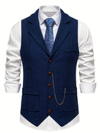 Giorgio | Gilet da uomo con rever dentellato, dettaglio a catena, chiusura frontale con bottoni e texture