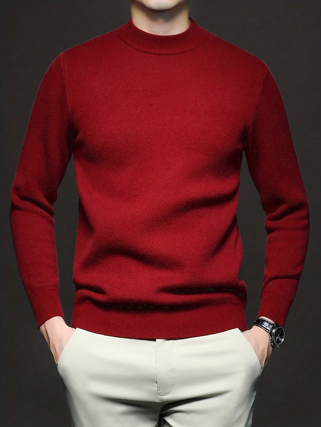 Emilio | Maglione da uomo a coste, collo alto, vestibilità slim e maniche lunghe lavorate a maglia