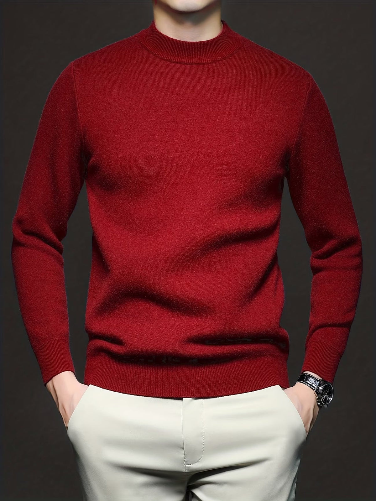 Emilio | Maglione da uomo a coste, collo alto, vestibilità slim e maniche lunghe lavorate a maglia