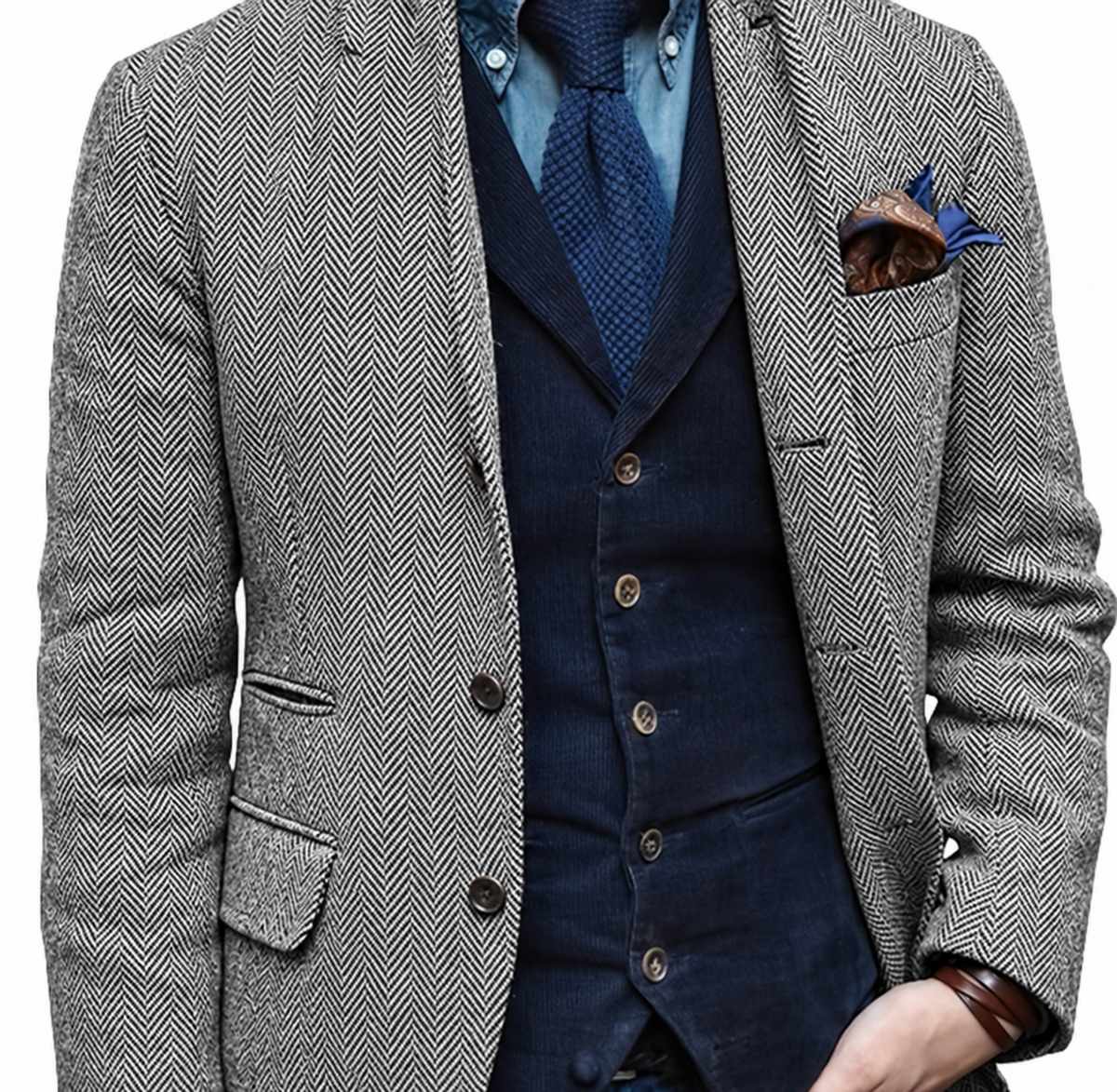 Roberto | Blazer da uomo effetto tweed con rever a lancia, stile vintage e leggera elasticità