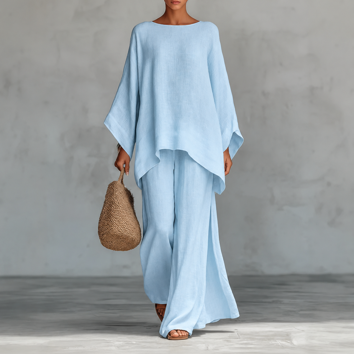 Elisabetta | Women's Asymmetric Two-Piece Set with Wide-Leg Pants