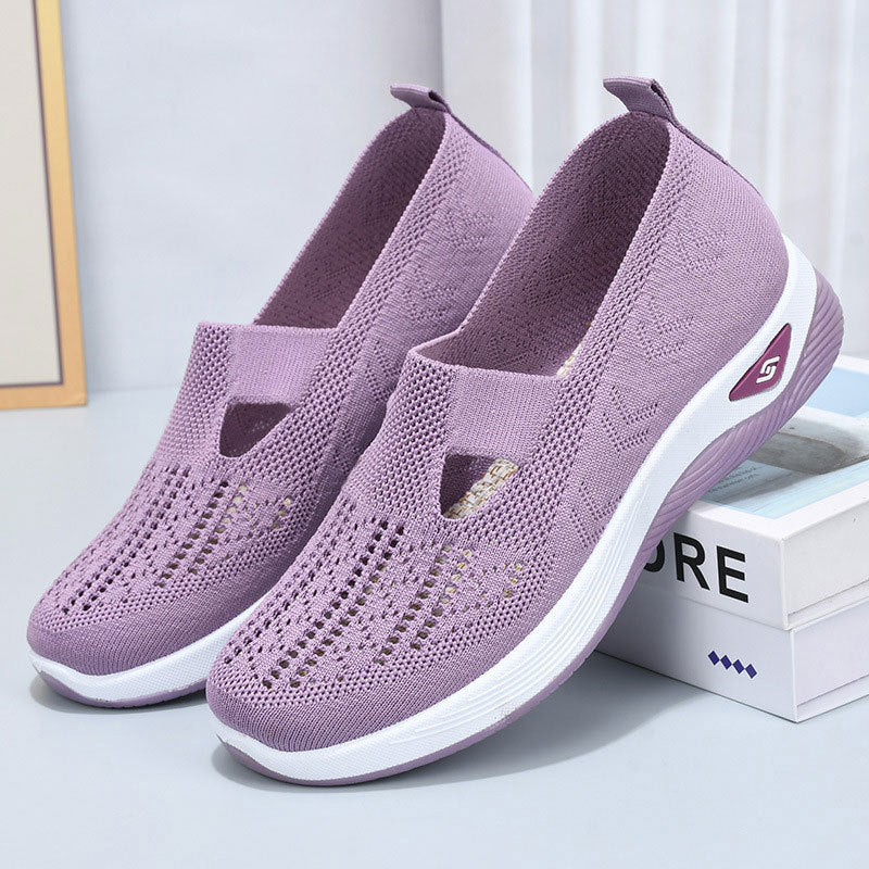 Elvira | Women's Slip-On Mesh-Look Walking Sneakers – Light Purple