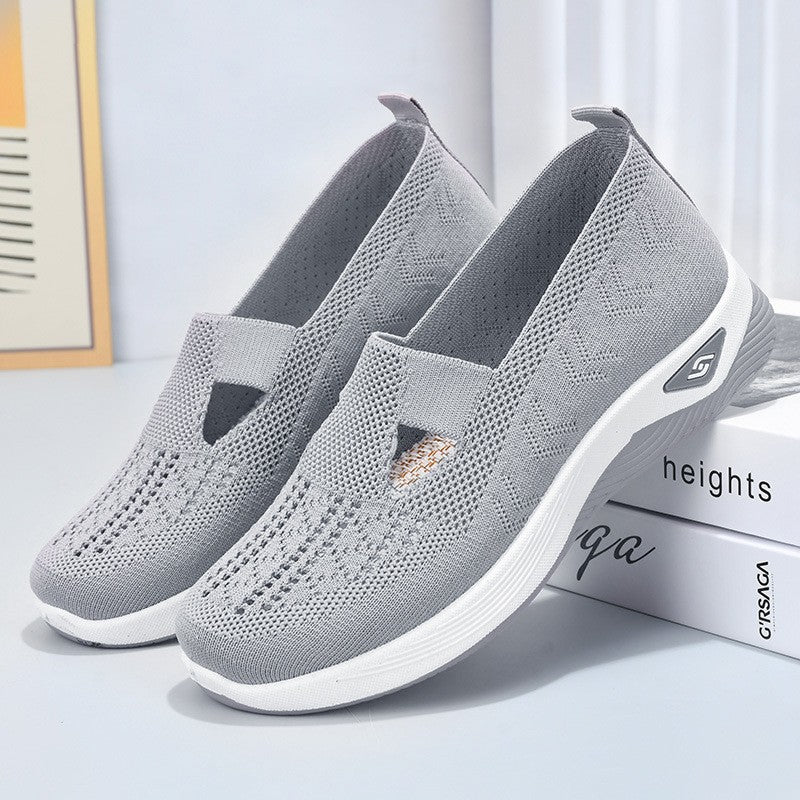Elvira | Women's Slip-On Mesh-Look Walking Sneakers – Silver