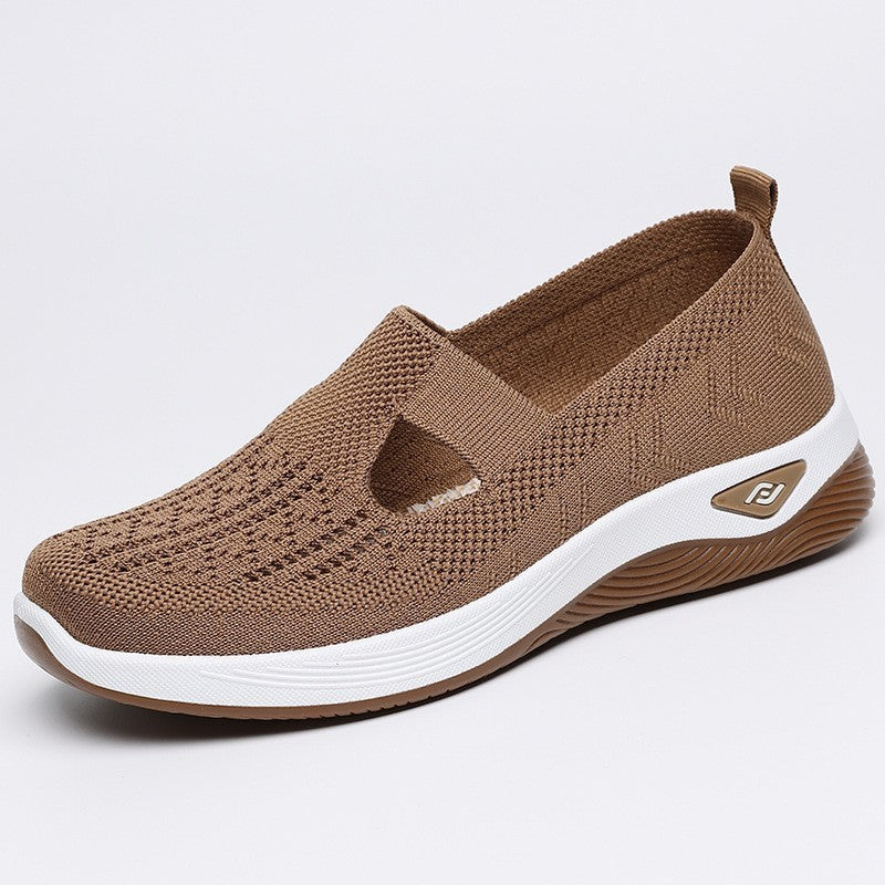 Elvira | Women's Slip-On Mesh-Look Walking Sneakers – Light Brown