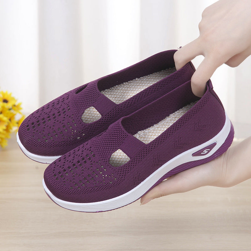 Elvira | Women's Slip-On Mesh-Look Walking Sneakers – Dark Purple
