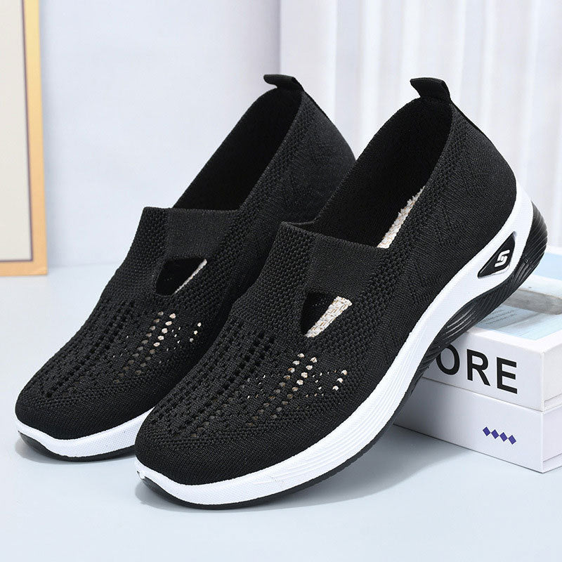 Elvira | Women's Slip-On Mesh-Look Walking Sneakers – Black