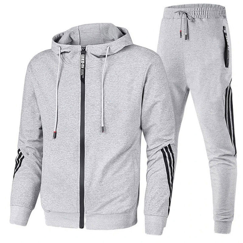Renzo | Men's Hooded Long-Sleeve Tracksuit with Matching Trousers – Grey