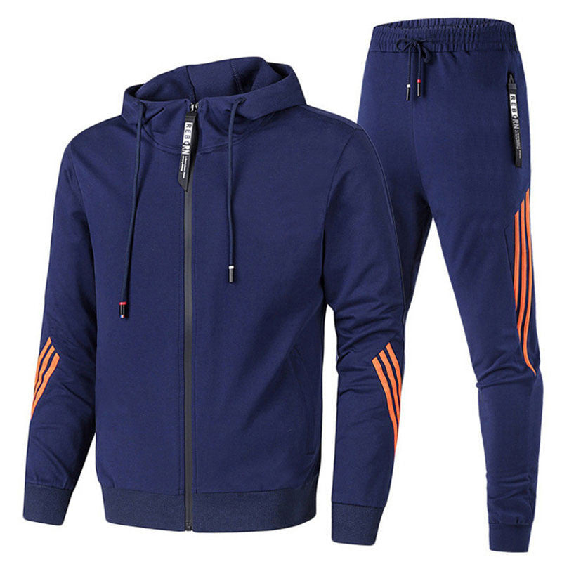Renzo | Men's Hooded Long-Sleeve Tracksuit with Matching Trousers – Navy