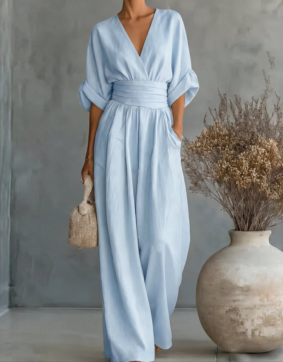 Women's Crossover Neck Wide-Leg Jumpsuit - original product view 10