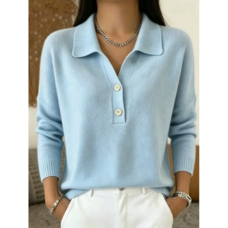 Elisa | Women's Refined Collared Button-Detail Pullover – original product photo 1