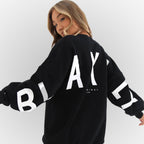 Ada | Women's Relaxed Printed Crew-Neck Sweater with Ribbed Trims – Black