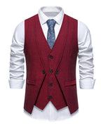 Diego | Gilet da uomo effetto tweed, scollo a V, texture, chiusura frontale con bottoni, stile vintage