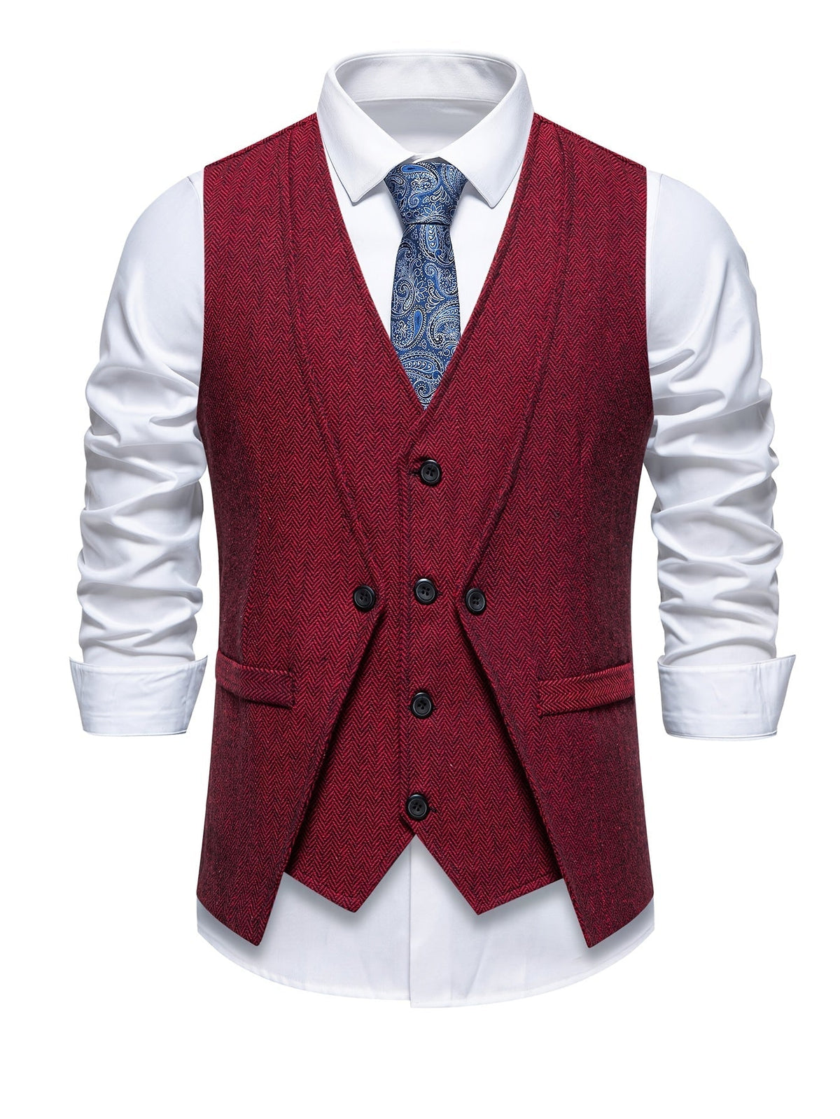 Diego | Gilet da uomo effetto tweed, scollo a V, texture, chiusura frontale con bottoni, stile vintage