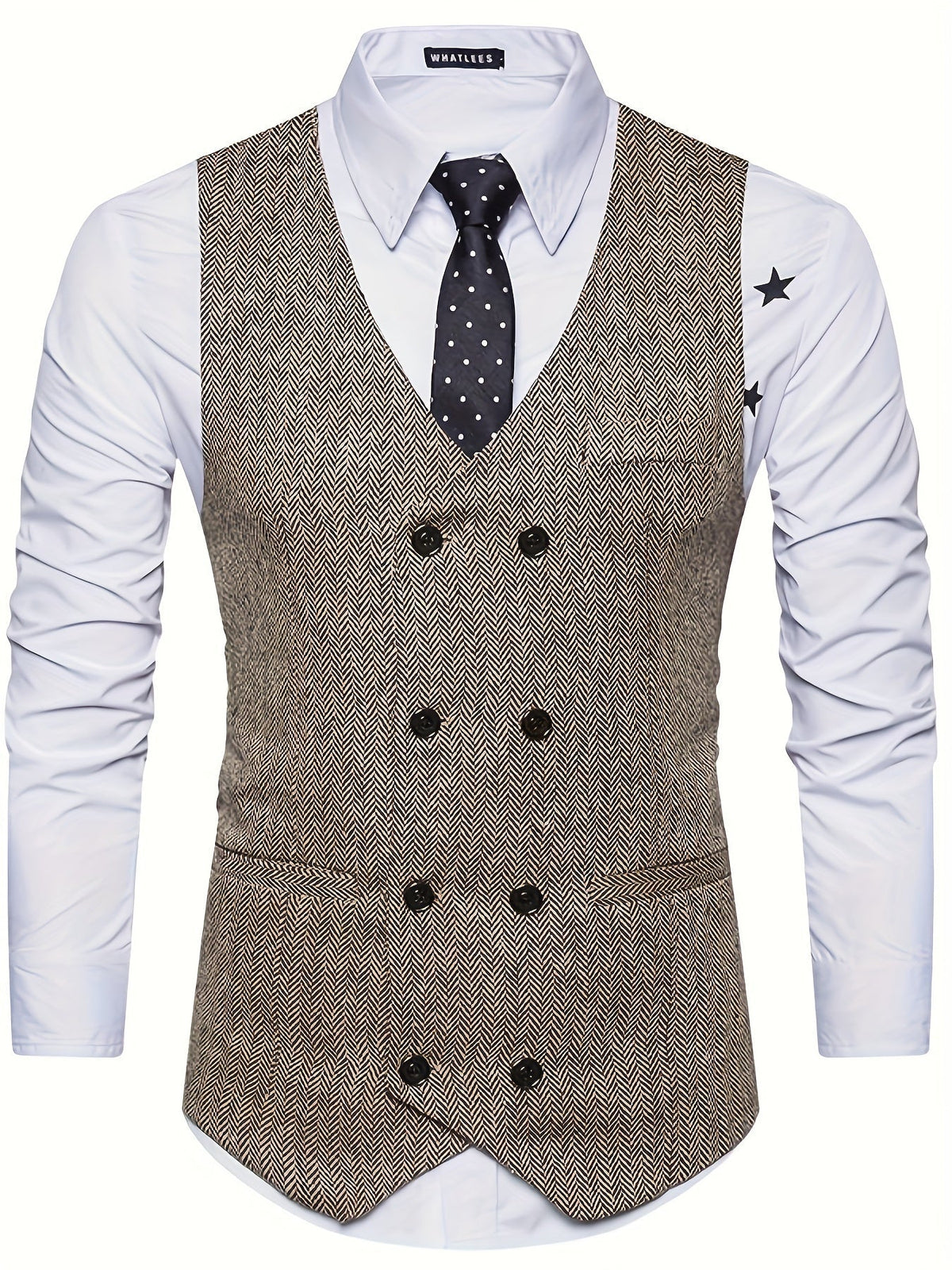 Ettore | Gilet da uomo doppiopetto, scollo a V, texture e chiusura frontale con bottoni