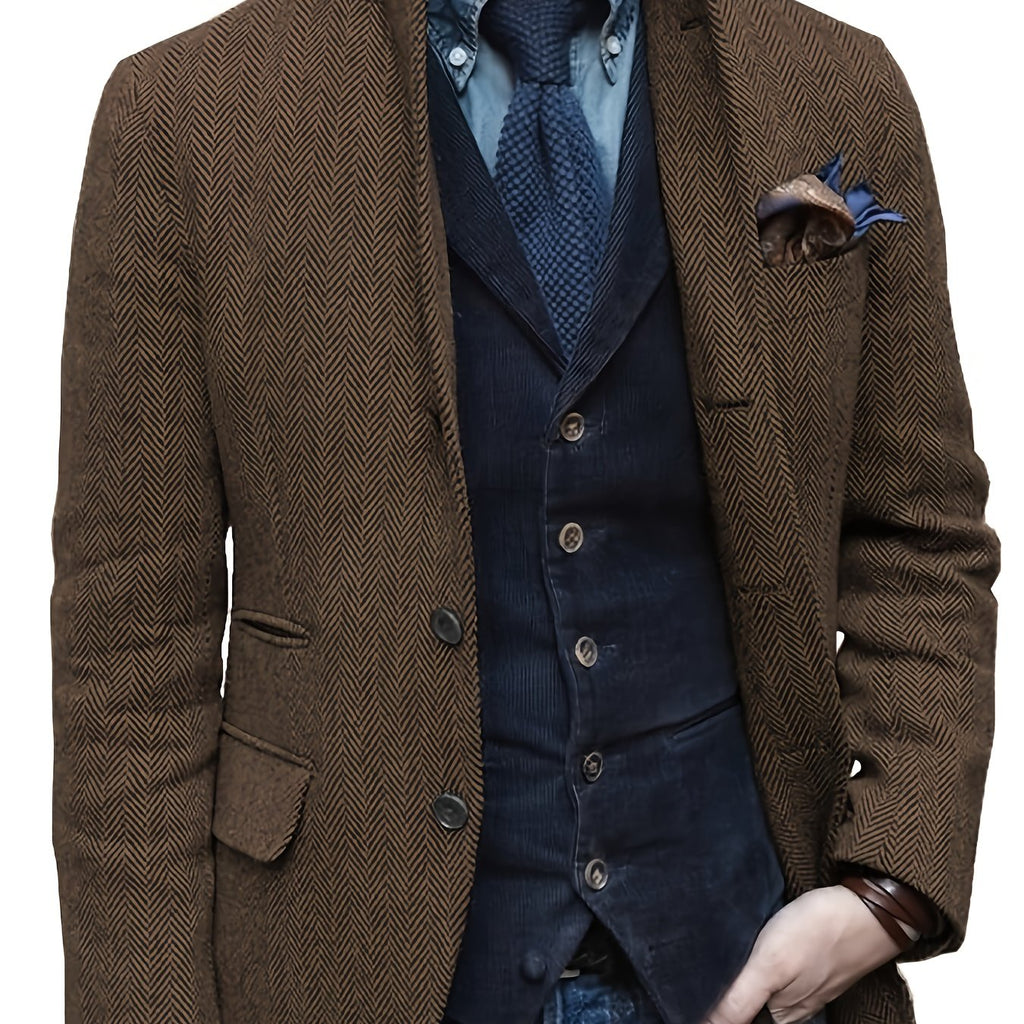 Roberto | Blazer da uomo effetto tweed con rever a lancia, stile vintage e leggera elasticità