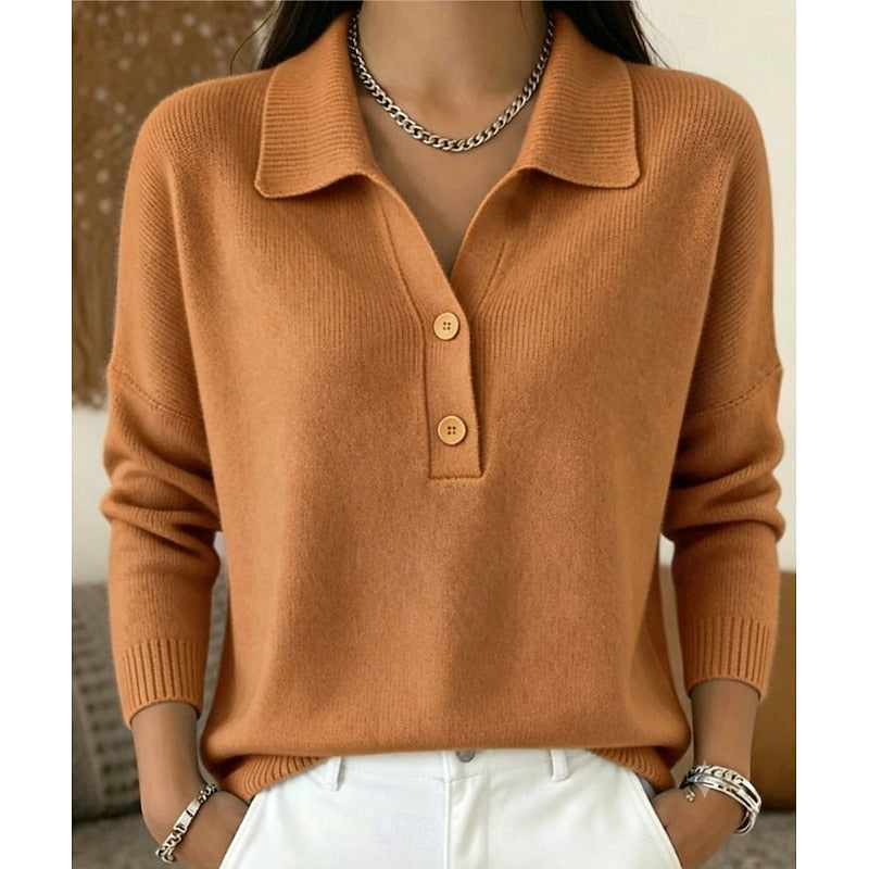 Elisa | Women's Refined Collared Button-Detail Pullover – original product photo 4