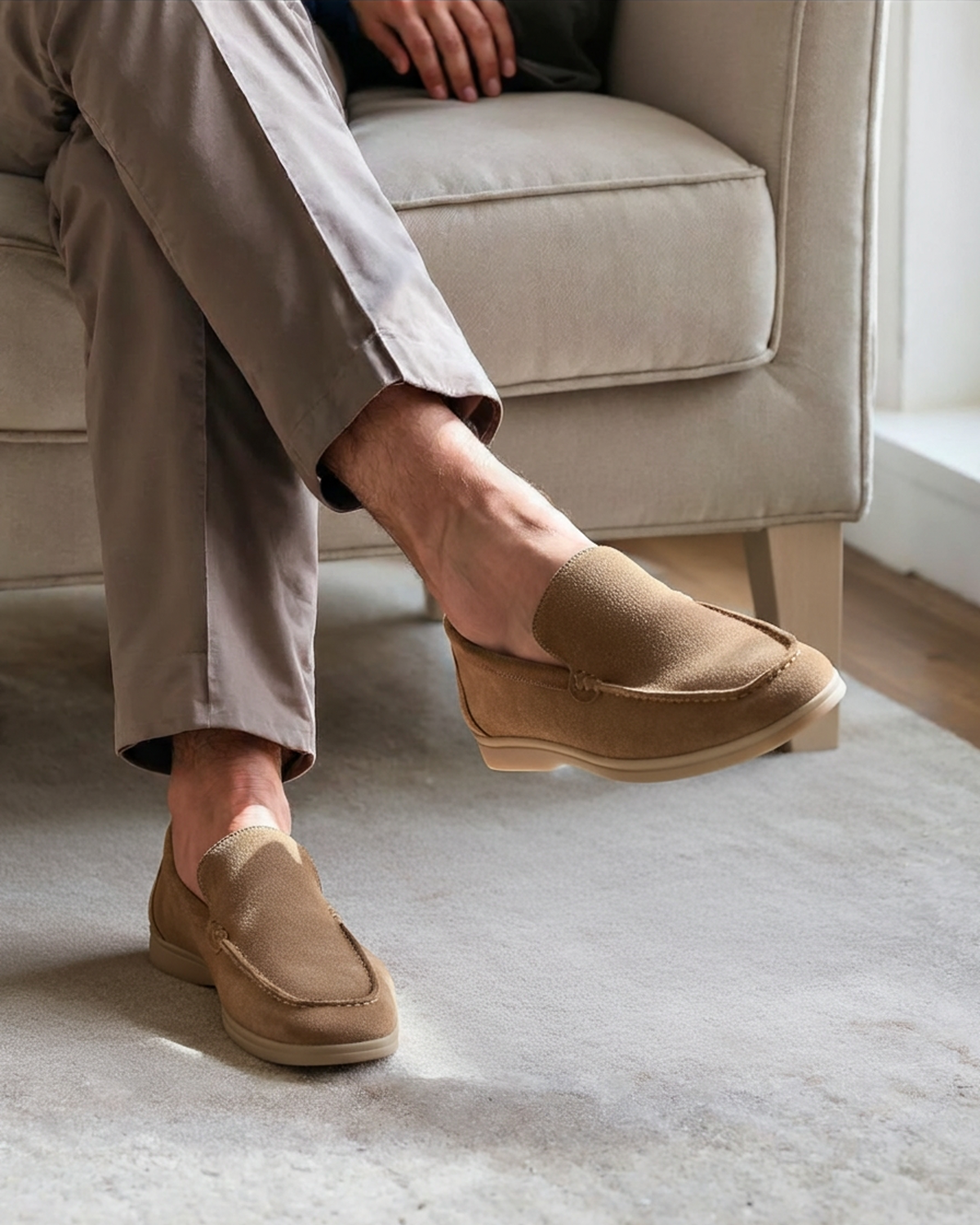 Men's Suede-Look Slip-On Loafers source product photo