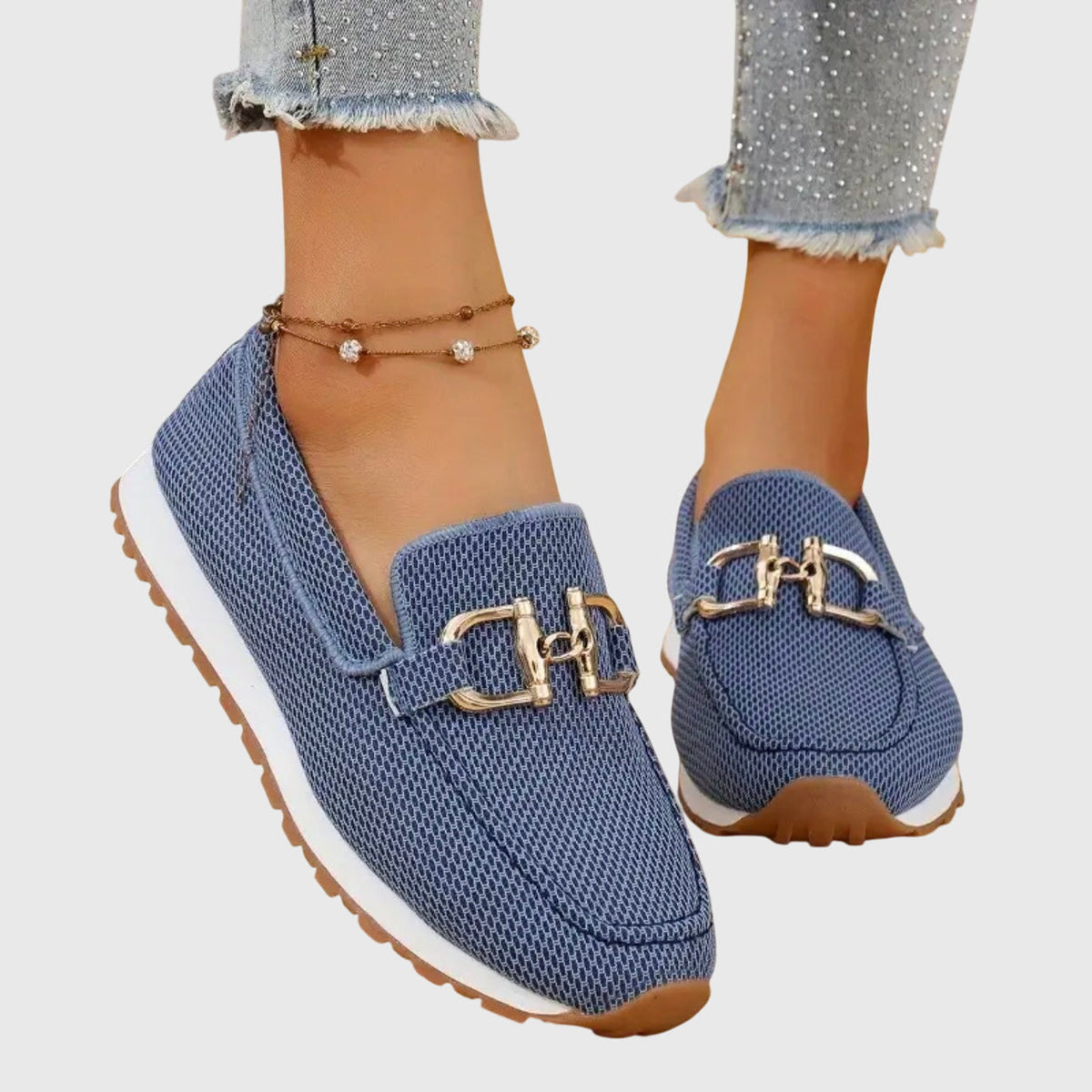Marina | Women's Slip-On Sneaker-Style Loafers with Gold-Tone Accent - authentic source photo 4