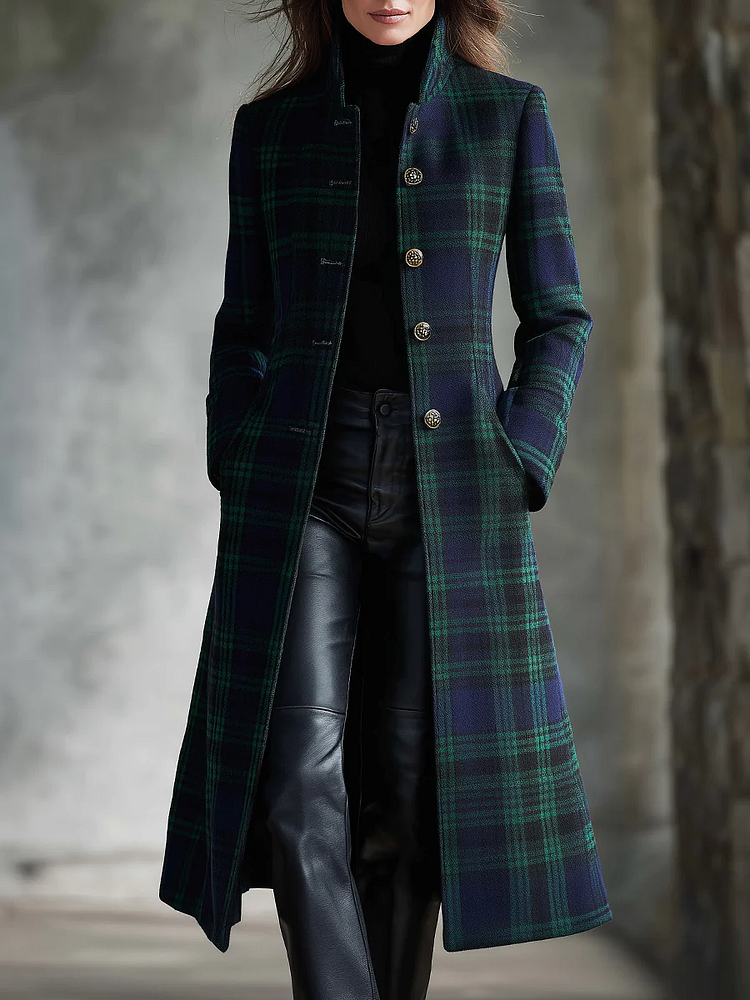 Ersilia Women's Midi Checked Colour-Block Jacket original source photo