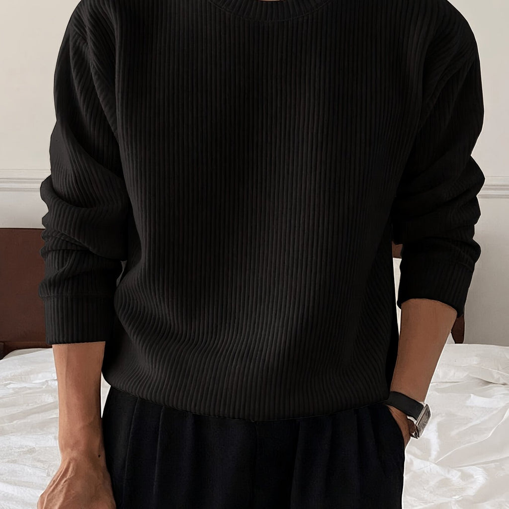 Paolo | Maglione oversize da uomo con collo rotondo, spalle scese, maglia a coste e vestibilità comoda