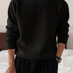 Paolo | Maglione oversize da uomo con collo rotondo, spalle scese, maglia a coste e vestibilità comoda