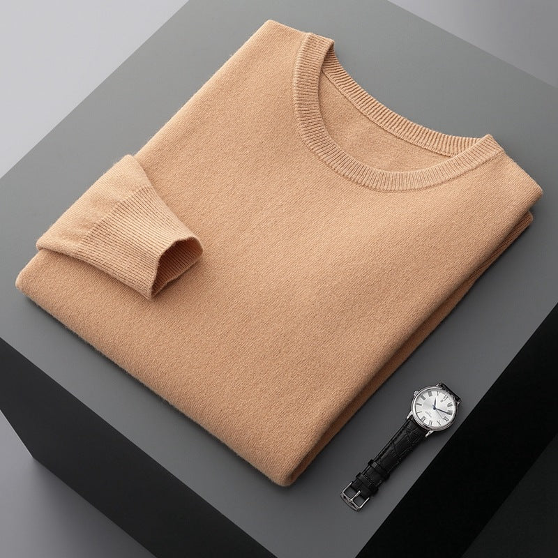 Ottavio | Men's Long-Sleeve Crew-Neck Knit Pullover – Light Brown
