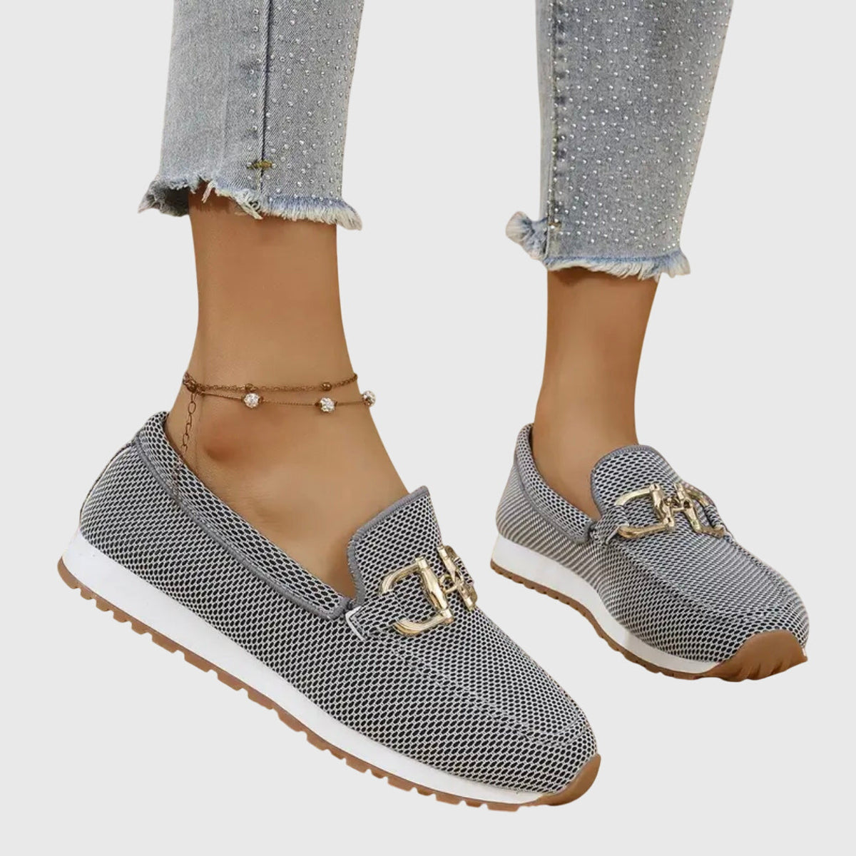 Marina | Women's Slip-On Sneaker-Style Loafers with Gold-Tone Accent - authentic source photo 5
