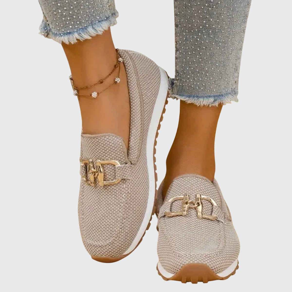 Marina | Women's Slip-On Sneaker-Style Loafers with Gold-Tone Accent - authentic source photo 2