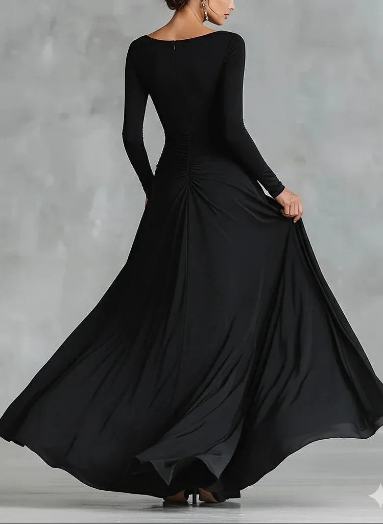Women's Pleated Boat-Neck Long-Sleeve Maxi Dress - original product view 4