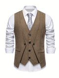 Diego | Gilet da uomo effetto tweed, scollo a V, texture, chiusura frontale con bottoni, stile vintage