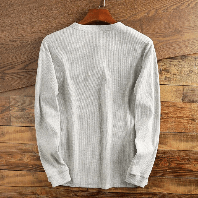 Men's Long-Sleeve Waffle Knit Henley Shirt original photo 2