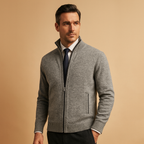 Men's Full-Zip Knit Cardigan with Ribbed Collar original product image 4
