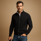 Men's Full-Zip Knit Cardigan with Ribbed Collar original product image 3