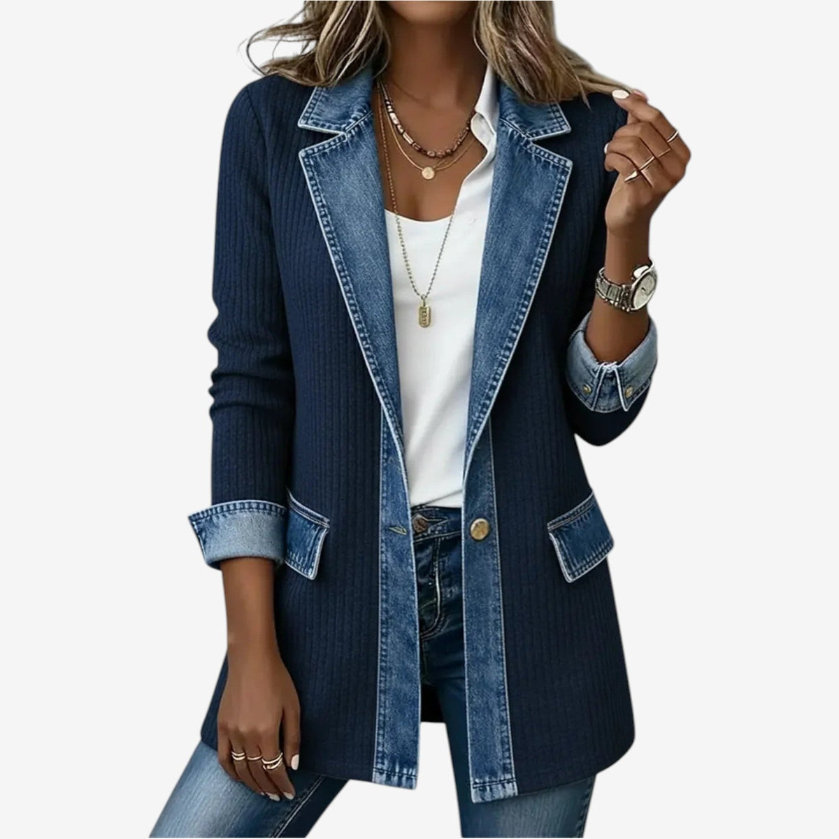 Rosanna | Women's Textured Layered-Collar Button Jacket original photo 6