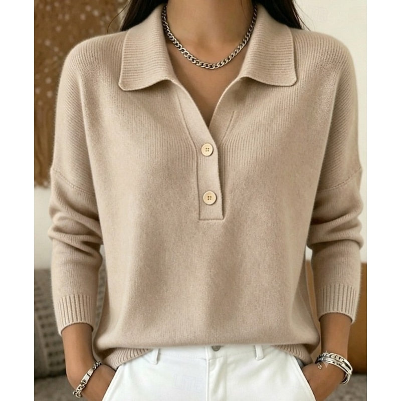 Elisa | Women's Refined Collared Button-Detail Pullover – original product photo 3
