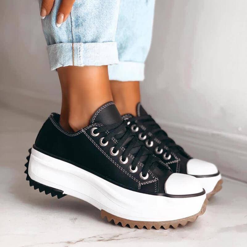 Fiorella | Women's Platform Low-Top Sneakers – Black