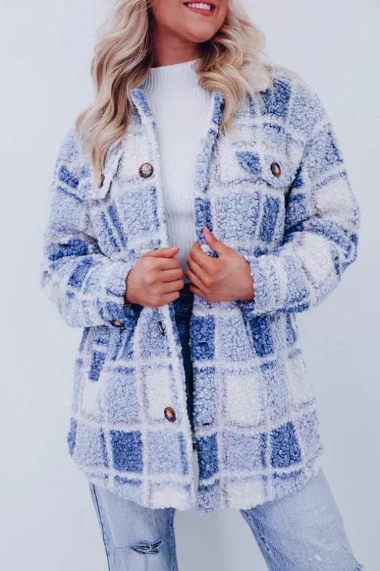 Lucia | Cardigan da donna a quadri con colletto e abbottonatura frontale