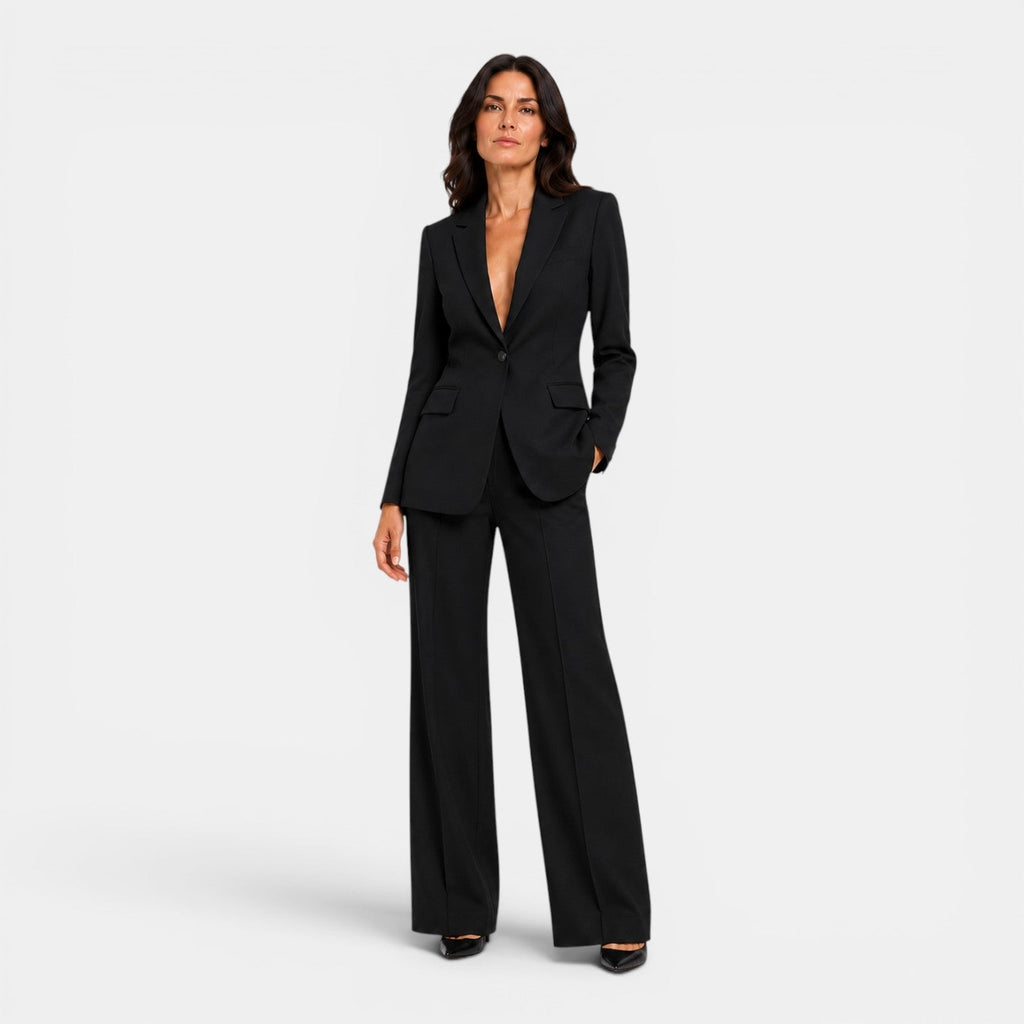 Women's tailored blazer and wide leg trousers suit