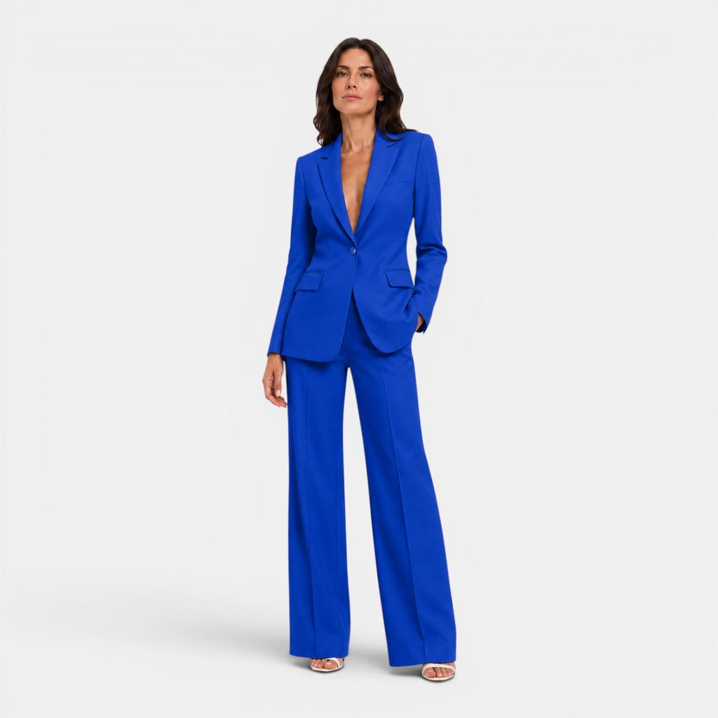 Women's tailored blazer and wide leg trousers suit