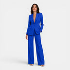 Women's tailored blazer and wide leg trousers suit