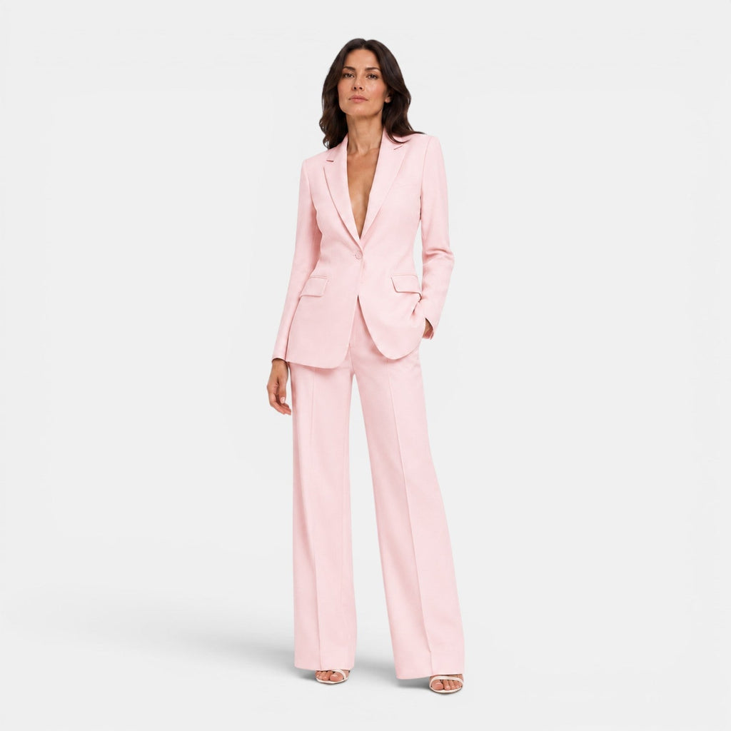 Women's tailored blazer and wide leg trousers suit