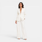 Women's tailored blazer and wide leg trousers suit