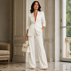 Women's tailored blazer and wide leg trousers suit