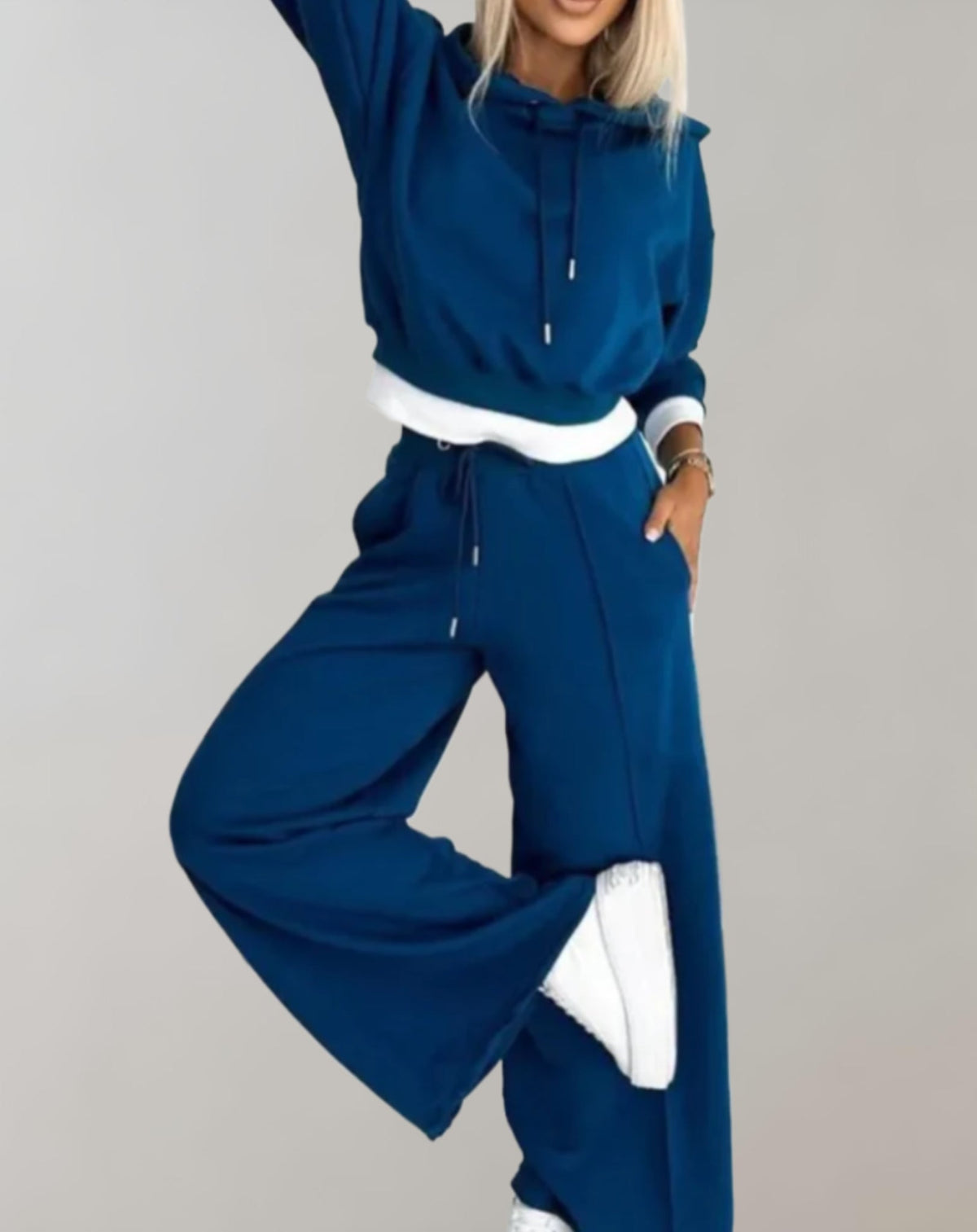 Women's Hooded Top and Wide-Leg Trousers Set original photo 4