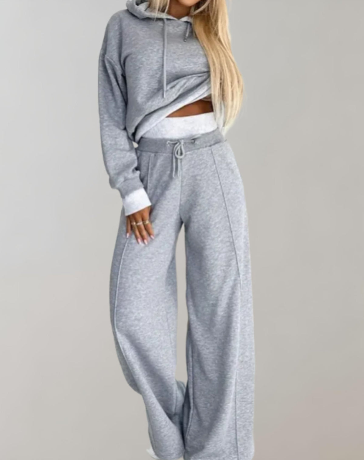 Women's Hooded Top and Wide-Leg Trousers Set original photo 3
