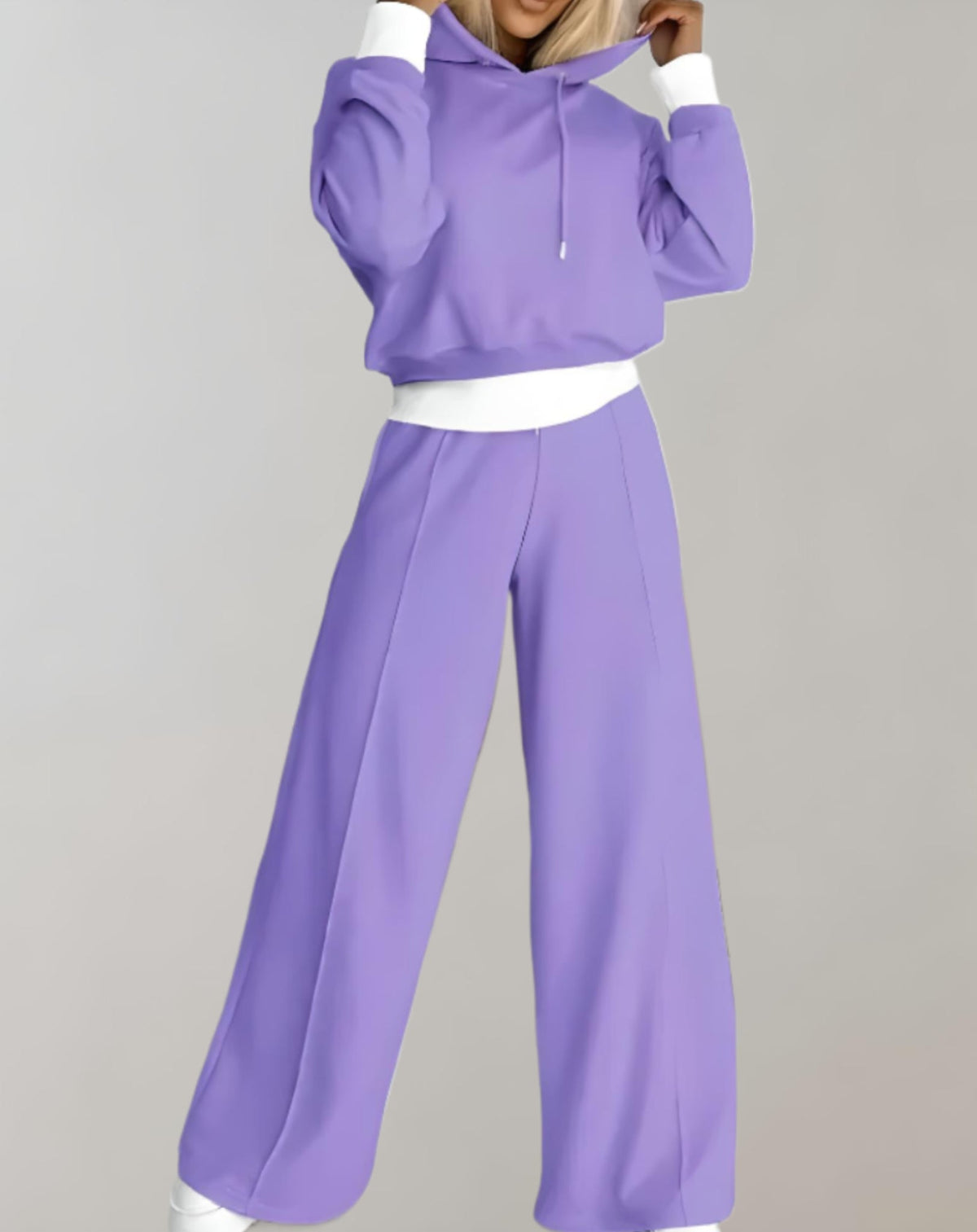 Women's Hooded Top and Wide-Leg Trousers Set original photo 2