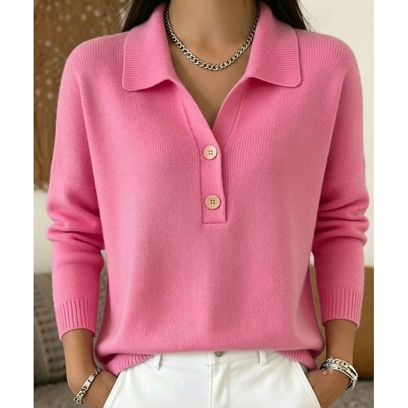 Elisa | Women's Refined Collared Button-Detail Pullover – original product photo 2